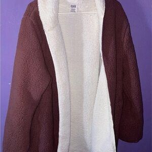 PINK Victoria's Secret Teddy Jacket - Rich Brown and Soft Cream